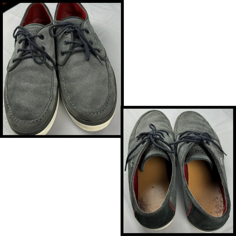 Lacoste Suede Sevrin 4 Grey Black Sneakers Loafers Shoes Metal Alligator Size 13